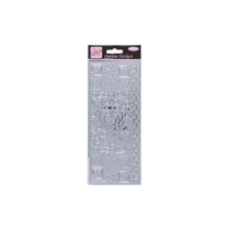 Planche de stickers peel off argent "coeurs"