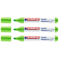 Lot de 3 marqueurs textiles permanents pointe 2-3 mm - EDDING - Vert clair