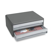 Module organisateur bureau Support d'écran 2 grands tiroirs MoovUp Gris - CEP