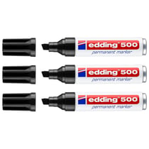 Lot de 3 marqueurs permanents - EDDING - Corps aluminium - Pointe biseautée 2-7 mm - Noir