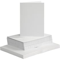 Assortiment cartes et enveloppes - 10,5 x 15 cm - Blanc - 50 sets