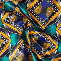 Tissu Wax africain n°624 sur fond Bleu