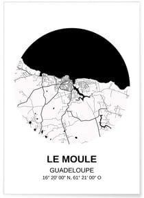Affiche Carte Le Moule | A3 : 29,7x42cm