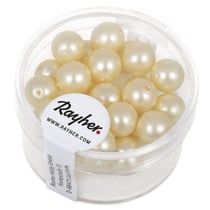 Renaissance Perles en verre, dépolies, 8, ivoire, boîte 25 pces