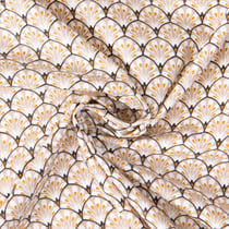 Tissu Coton enduit Arty éventails Gaudi sur fond Beige