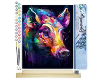 Peinture par Numéro Figured'Art - Sanglier Coloré Abstrait - Kit de Loisir Créatif DIY Numéro d'Art Complet - 40x50cm toile roulée + châssis en bois à monter