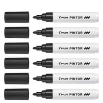 Lot de 6 marqueurs à pigment permanent pointe ogive moyenne - PILOT - PINTOR - Noir