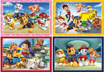 4 puzzles progressifs pat patrouille : ryder joue avec marcus chase zuma et rocky 12 - 16 - 20 - 24 pieces - clementoni 21513
