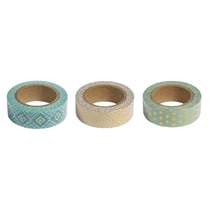 Kit Washi Tape Menthe / or Foil, 15mm, 3 designs à 10m, boîte 30m