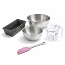 Set pâtisserie avec mini moule à cake 20 cm, 2 bols à mixer, verre mesureur et spatule Zenker