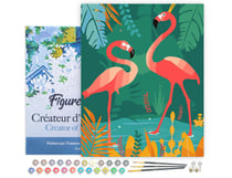 Peinture par Numéro Figured'Art avec Cadre Flamants Roses les pieds dans l'eau - Activité Manuelle Kit de Loisir Créatif DIY Numéro d'Art Complet - 40x50cm toile tendue sur châssis