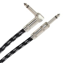 Plugger, câble Tweed guitare instrument 10 mètres Jack mâle mono coudé 6,35mm / Jack mâle mono droit 6,35mm.