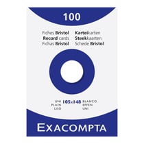 Étui de 100 fiches - bristol uni non perforé 105x148mm - Blanc - x 10 - Exacompta