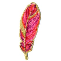 Ecusson thermocollant feuille rose et dorée 7x2cm