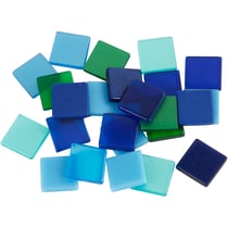 Mini-mosaïques, dim. 10x10 mm, ép. 2 mm, harmonie bleu/vert, 25 gr/ 1 Pq.