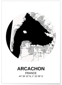 Affiche Carte Arcachon | A3 : 29,7x42cm