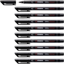 Lot de 10 feutres pour transparents permanents pointe superfine - STABILO - Noir