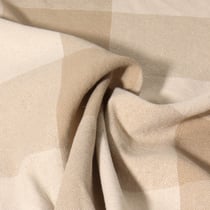 Toile de Coton Big Celestin vichy Beige sur fond Blanc cassé - Au mètre