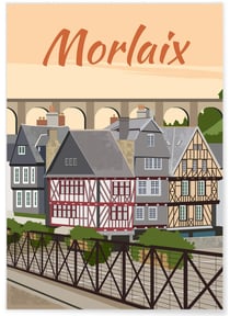 Affiche ville Morlaix | A3 : 29,7x42cm