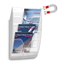 Présentoir mural magnétique 5 compartiments rangement documents vertical Blanc Cristal - CEP