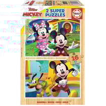Puzzle en bois MICKEY & MINNIE - 2 x 16 pièces - Dessins animés et BD - Jaune