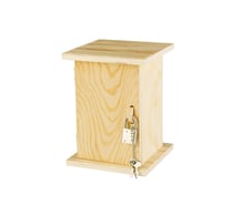 Tirelire en bois avec cadenas 10 x 10 x 13,5 cm
