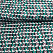 Tissu Viscose Formes Géo sur fond Vert émeraude