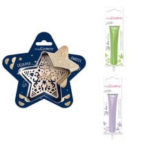Kit pour biscuit en relief Étoile + 2 Stylos au chocolat vert clair et lilas