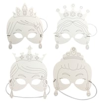 MégaCréa DIY - Masques enfant princesses carton blanc 17 x 35 cm x 4 pièces