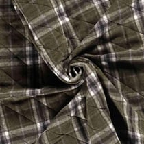 Tissu Tartan touché laine envers doudoune Storia Carreaux sur fond Vert foncé