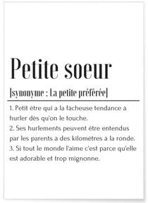 Affiche Définition Petite soeur | A3 : 29,7x42cm