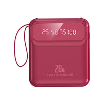 Avizar PowerBank 10000mAh 20W avec Écran LED / Torche / Câbles Compact Rose framboise