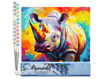 Peinture par Numéro Figured'Art - Rhinocéros Coloré Abstrait - Kit de Loisir Créatif DIY Numéro d'Art Complet - 40x50cm sans châssis en bois