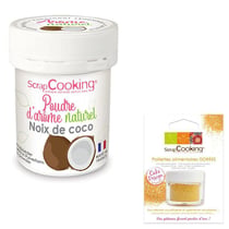 Arôme alimentaire naturel en poudre noix de coco + paillettes dorées