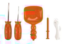 Outil de sculpture de citrouille 5 pièces + livre 12 pochoirs