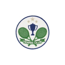 Lot de 3 écussons thermocollants blason tennis club vert 5x5cm