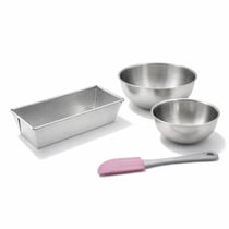 Set comprenant 1 Moule à cake en acier étamé, 1 spatule Zenker et 2 bols à mixer en inox Fackelmann