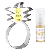 Découpoir à pâtisserie inox XXL Ananas + 1 poudre alimentaire irisée dorée