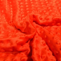 Tissu Doudou Ultra doux Pois Orange fluo