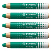 Lot de 5 crayons marqueurs effaçables - STABILO MARKdry - Vert