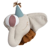 Trophée mural enfant en lin, Éléphant de cirque beige