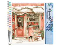 Peinture par Numéro Figured'Art - Jeune femme et son Chien à Noël - Kit de Loisir Créatif DIY Numéro d'Art Complet - 40x50cm sans châssis en bois