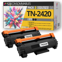 TN2420 - Pack 2 toners Brother TN2420 compatibles HL-L2350DW MFC-L2710DW - 123CONSOMMABLES