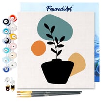Mini Peinture par Numéro Figured'Art 20x20cm avec cadre Plante et Pot noir - Petit Format