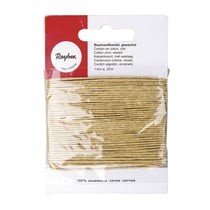 Cordon en coton, ciré, 1mm, carte 20 m, nature