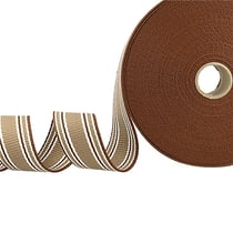 Bobine 20m sangle rayures tricolore marron café blanc 30mm