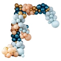 Kit Arche Luxe de 200 Ballons - Bleu turquoise, Pêche, Menthe et Or