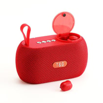 Enceinte Bluetooth 2 En 1 + Écouteur Sans Fil Immersion Sonore TWS FM Rouge YONIS