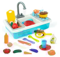 Mon evier de cuisine avec plaque de cuisson - robinet fonctionnel - jeu imitation cuisine, dinette