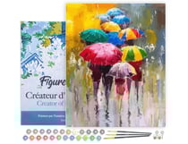 Peinture par Numéro Figured'Art avec Cadre - Farandoles de parapluies 2 - Kit de Loisir Créatif DIY Numéro d'Art - 40x50cm toile tendue sur châssis